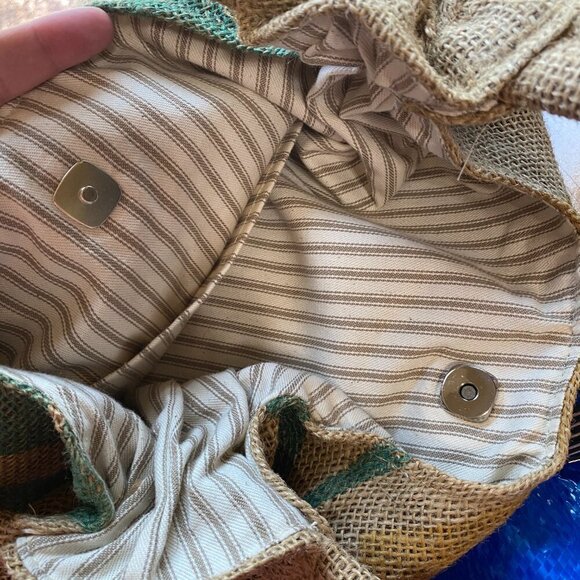 Upcycled Coffee Sack Burlap Tote Purse Lined - Picture 5 of 10